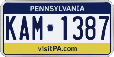 PA license plate KAM1387