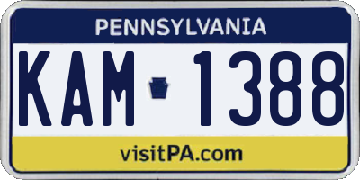 PA license plate KAM1388