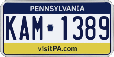 PA license plate KAM1389