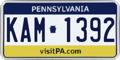 PA license plate KAM1392