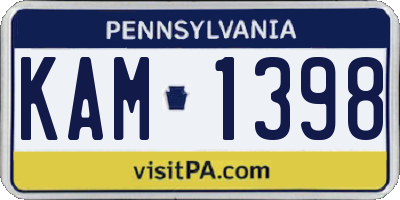 PA license plate KAM1398
