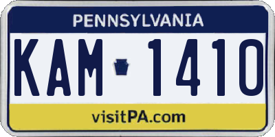 PA license plate KAM1410