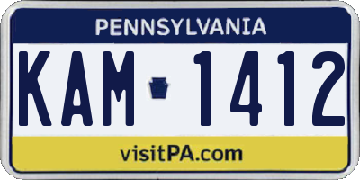 PA license plate KAM1412