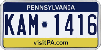 PA license plate KAM1416