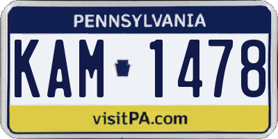 PA license plate KAM1478