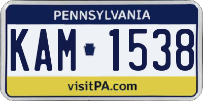 PA license plate KAM1538