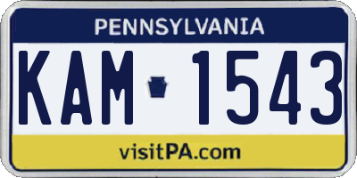 PA license plate KAM1543