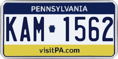 PA license plate KAM1562