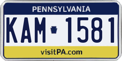 PA license plate KAM1581