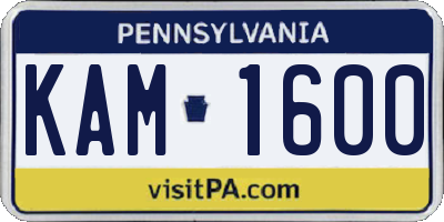 PA license plate KAM1600