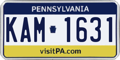 PA license plate KAM1631
