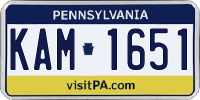 PA license plate KAM1651