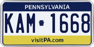 PA license plate KAM1668