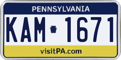 PA license plate KAM1671