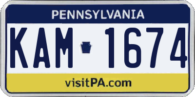PA license plate KAM1674