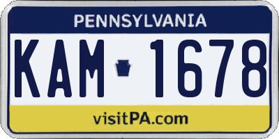 PA license plate KAM1678