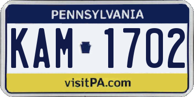 PA license plate KAM1702