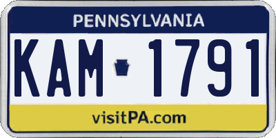 PA license plate KAM1791