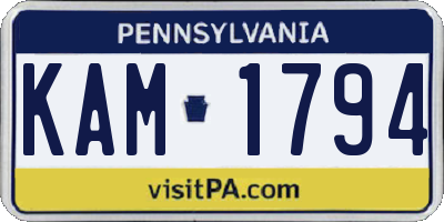 PA license plate KAM1794