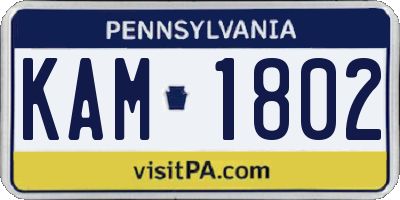 PA license plate KAM1802