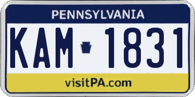 PA license plate KAM1831