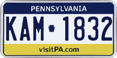 PA license plate KAM1832