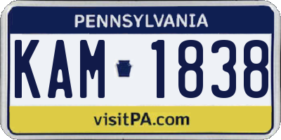 PA license plate KAM1838