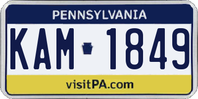 PA license plate KAM1849