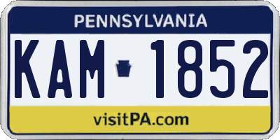PA license plate KAM1852