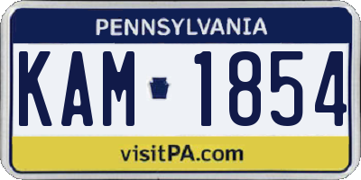 PA license plate KAM1854