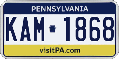PA license plate KAM1868