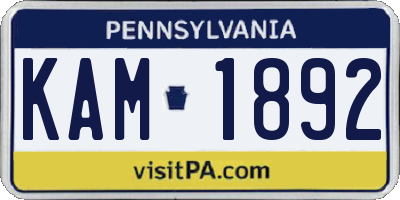 PA license plate KAM1892