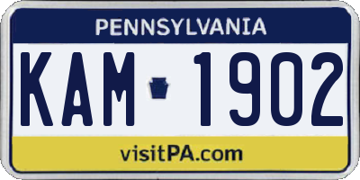 PA license plate KAM1902
