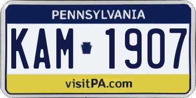 PA license plate KAM1907