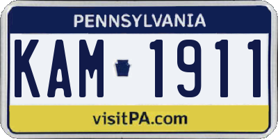 PA license plate KAM1911