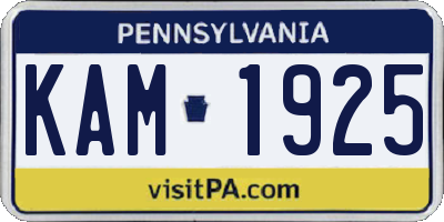 PA license plate KAM1925