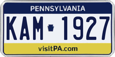 PA license plate KAM1927