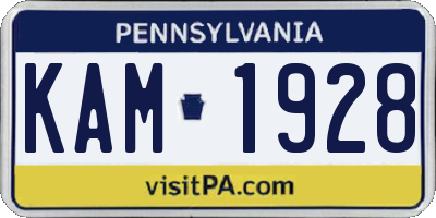 PA license plate KAM1928