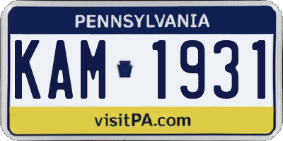 PA license plate KAM1931
