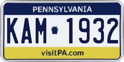PA license plate KAM1932