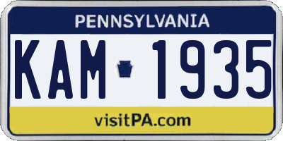 PA license plate KAM1935