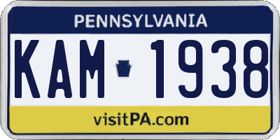 PA license plate KAM1938