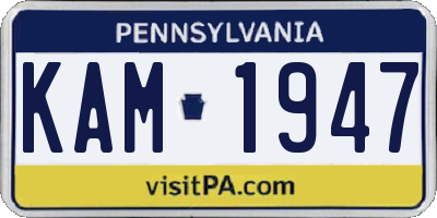 PA license plate KAM1947