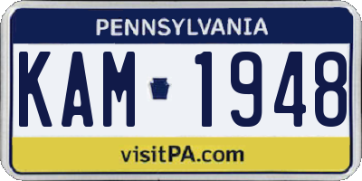 PA license plate KAM1948