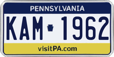 PA license plate KAM1962