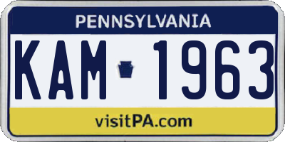 PA license plate KAM1963