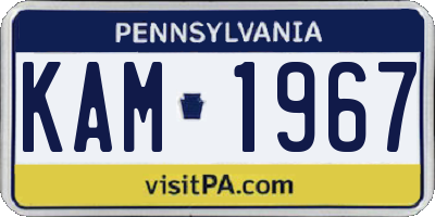 PA license plate KAM1967