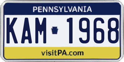 PA license plate KAM1968