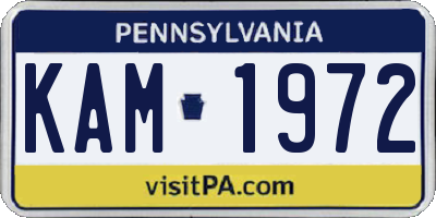 PA license plate KAM1972
