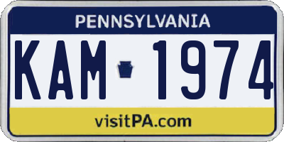 PA license plate KAM1974